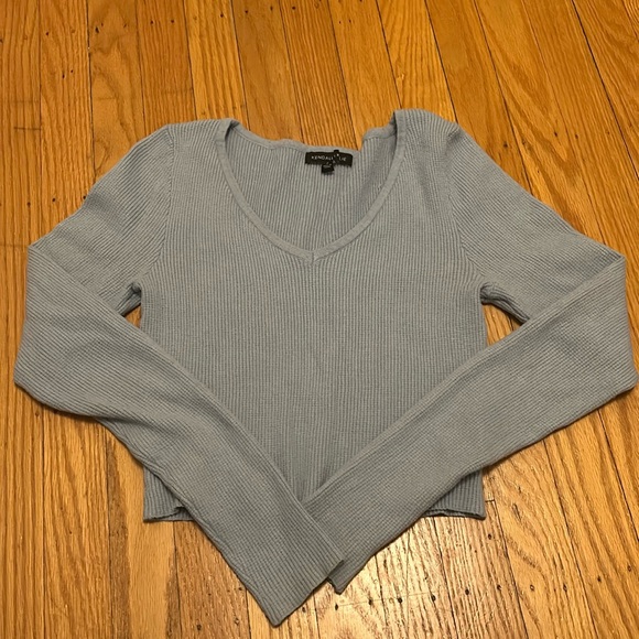Light blue cropped long sleeve size small from Kendall and Kylie. - Picture 1 of 3